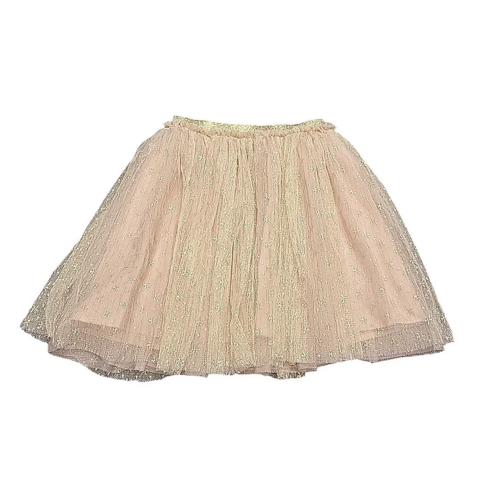Cat & Jack Girls' Pink Pull On Skirt with Mesh Overlay Size X-Small 4/5